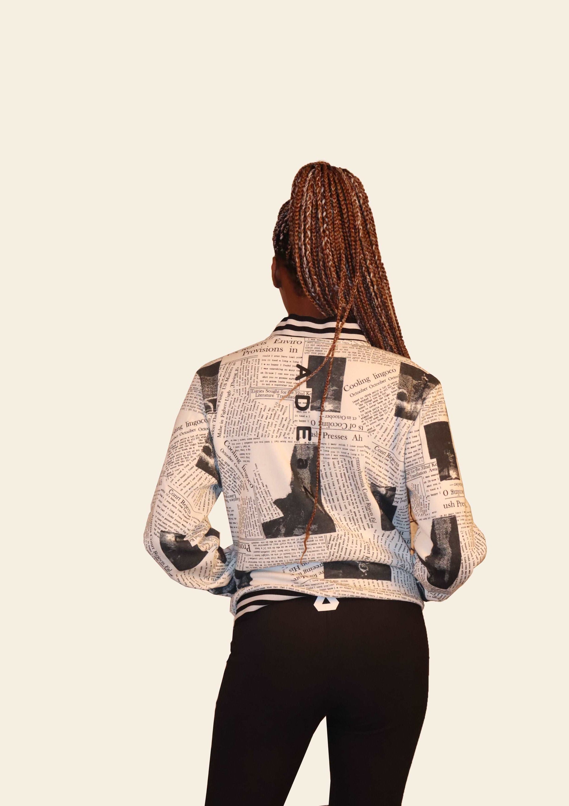 News Paper Printed Jacket for Ladies