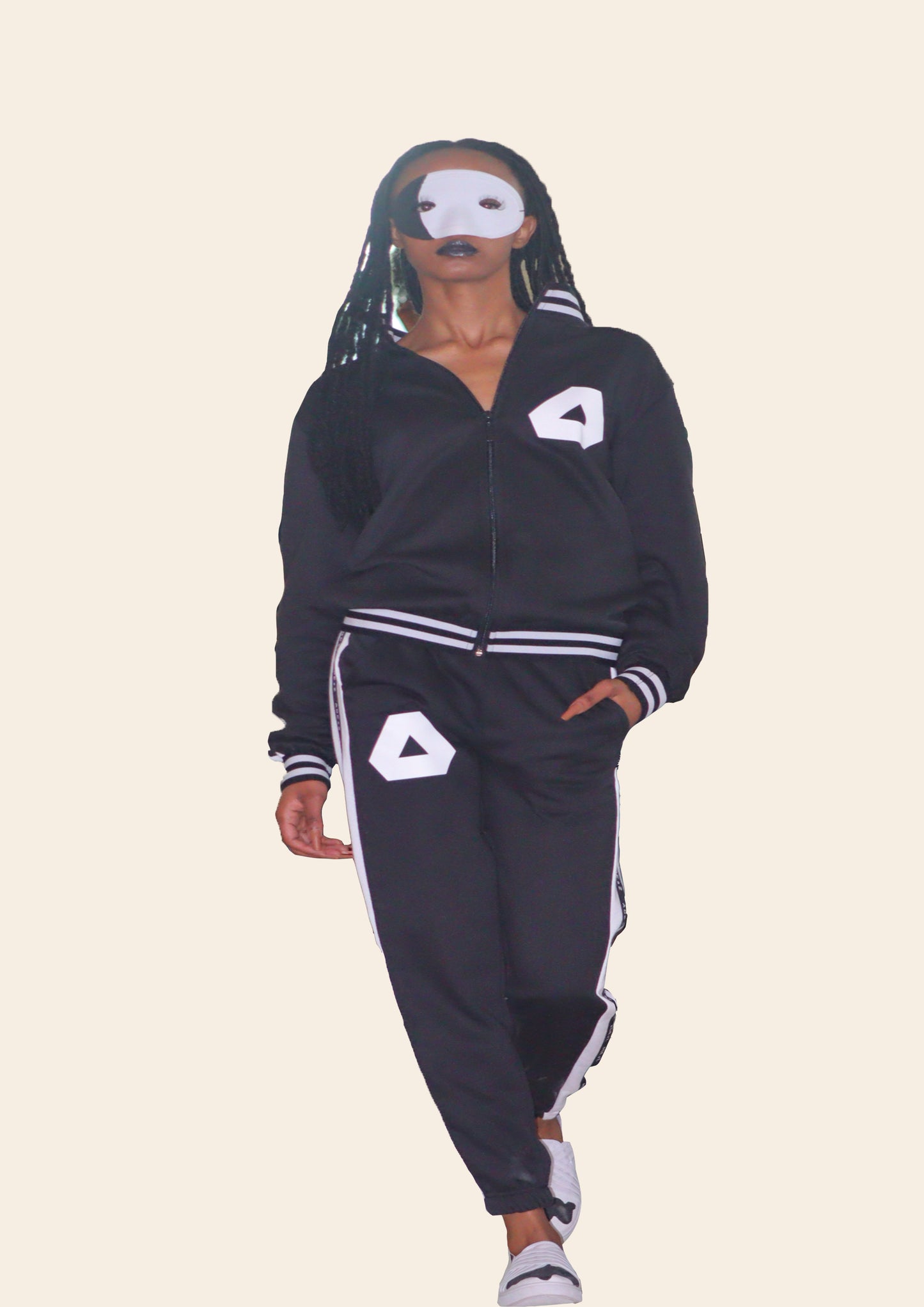 Ladies zip up with stripe jacket