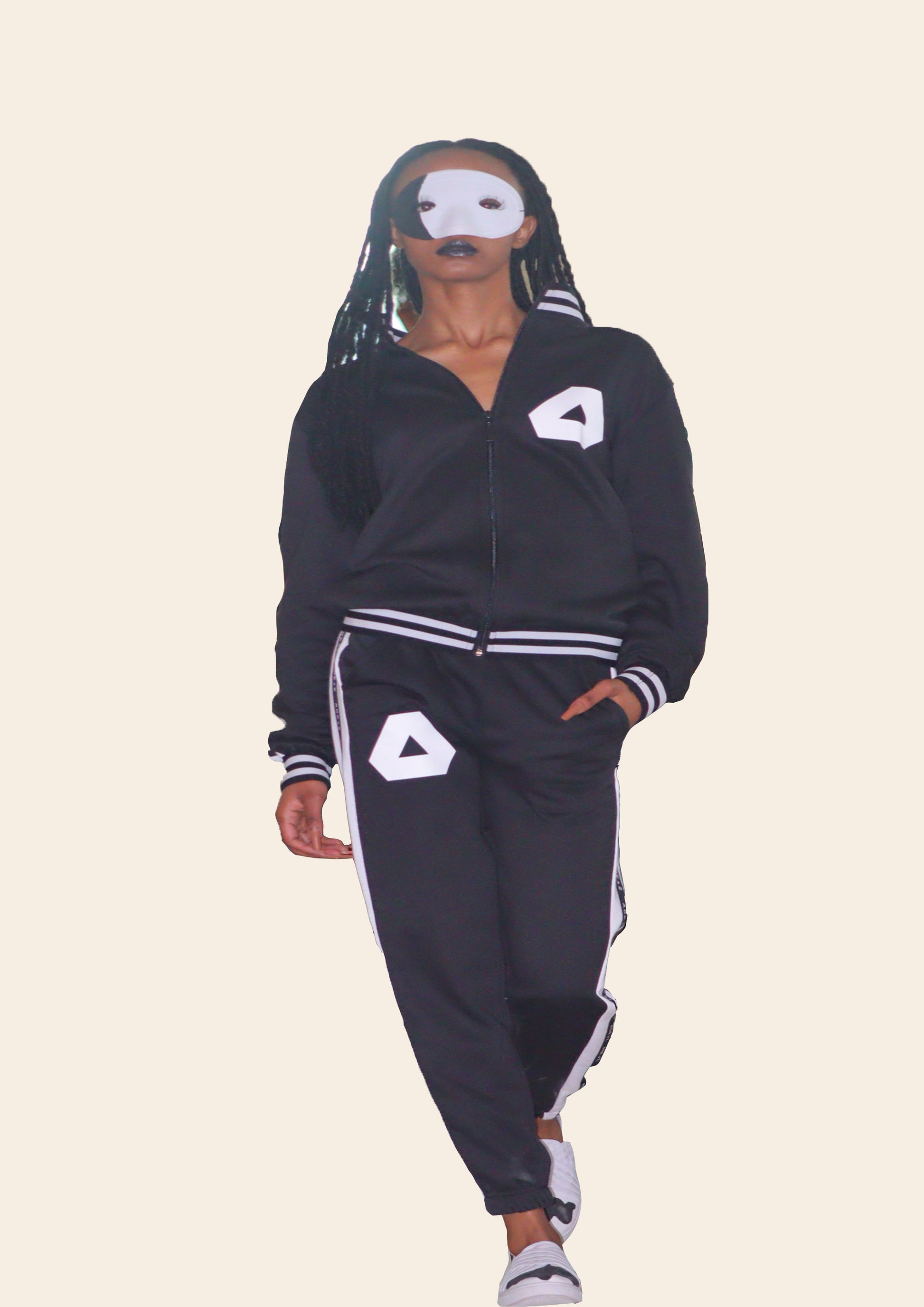 Ladies zip up with stripe jacket