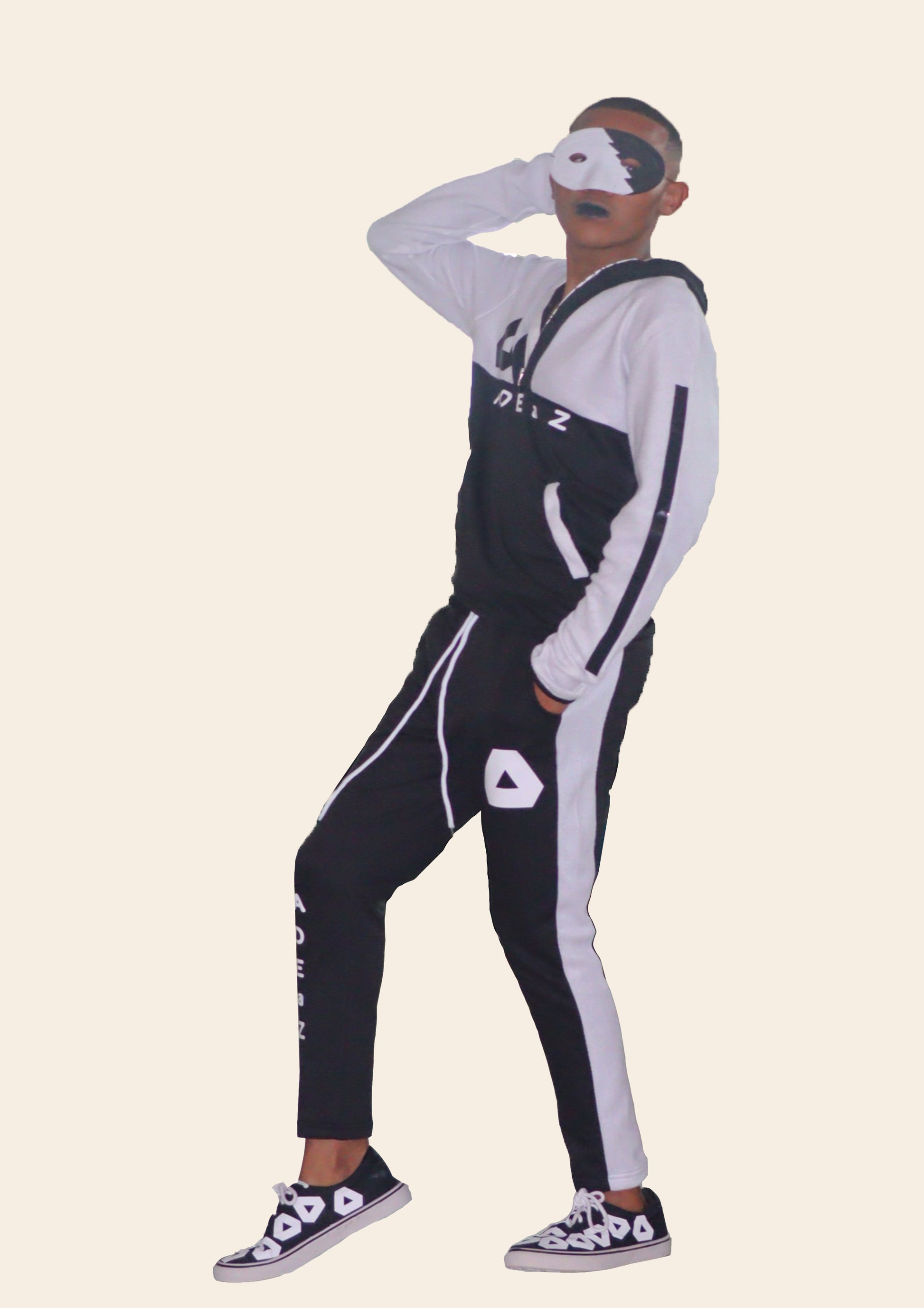 Man's black and white two piece jacket