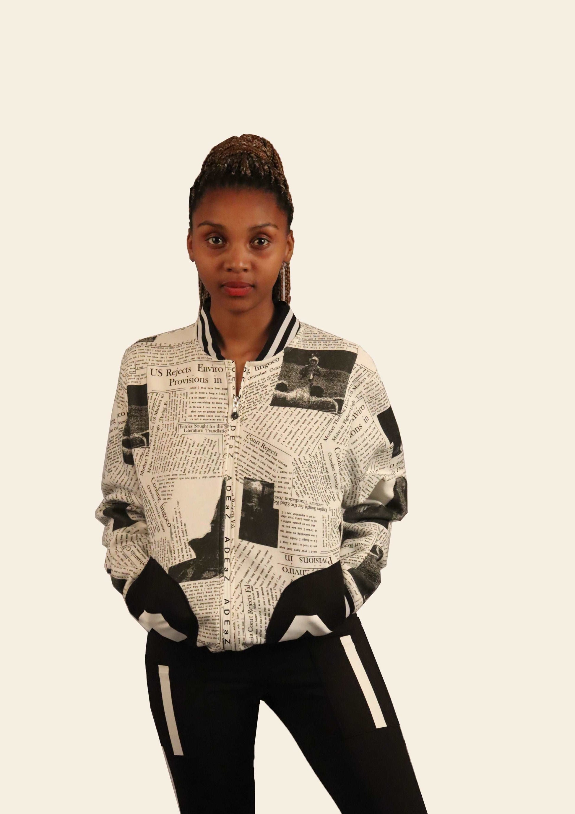 Ladies News Paper Print Jacket