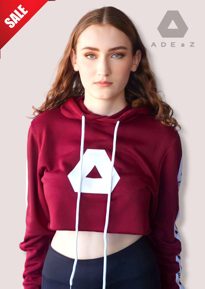  long-sleeve hoodie crop top with drawstrings, combining comfort and style in a fashionable ensemble