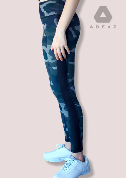 Ladies Camo Tights: Stylish and form-fitting camouflage-patterned leggings for women.